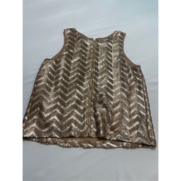 NWT Bebe Uptown Leather And Shine Gold Sequin Tank Top Size Medium New - Picture 5 of 7